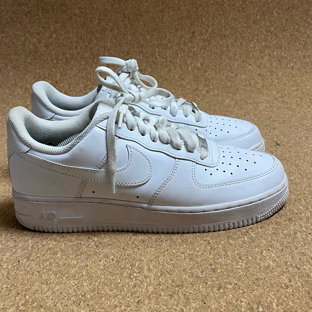Nike White Low-Top Leather Sneakers Air Force 1